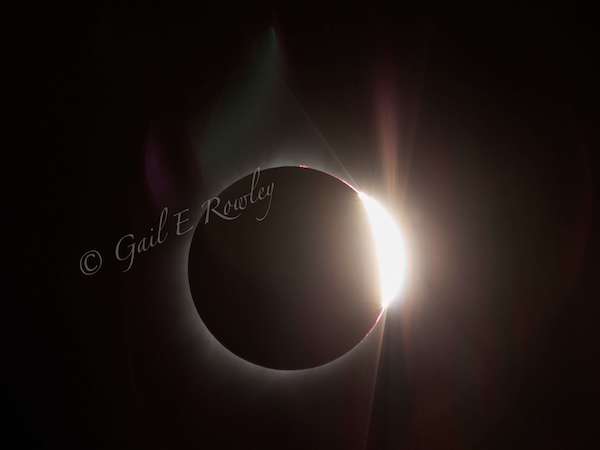 Sun's Diamond Ring during Total Solar Eclipse 2017 photo taken by Gail E Rowley Ozark Stream Photography